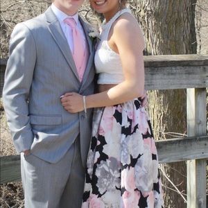 Like New Pink, White & Grey Prom Dress. Size 5